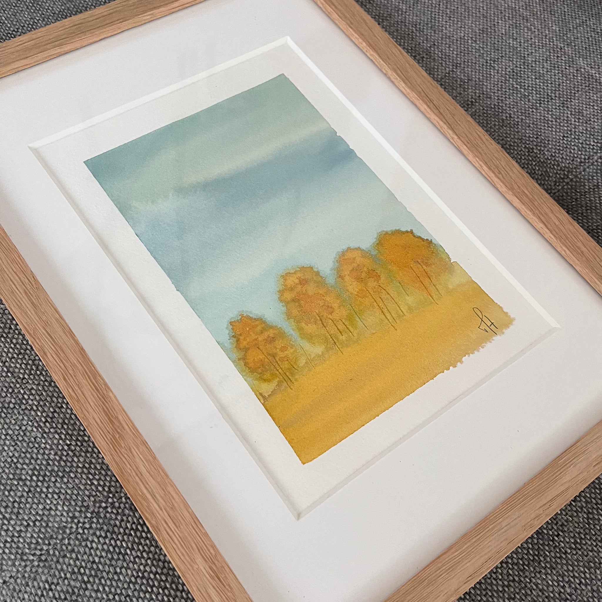 Yellow Trees 1 Original – detalje af maleri af Mette Handberg