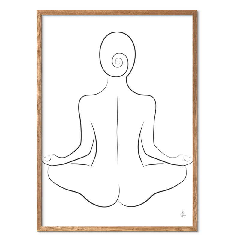 Yoga Silhouette kunstplakat med ege ramme