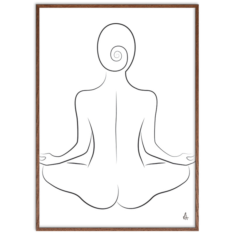 Yoga Silhouette kunstplakat med dark oak ramme